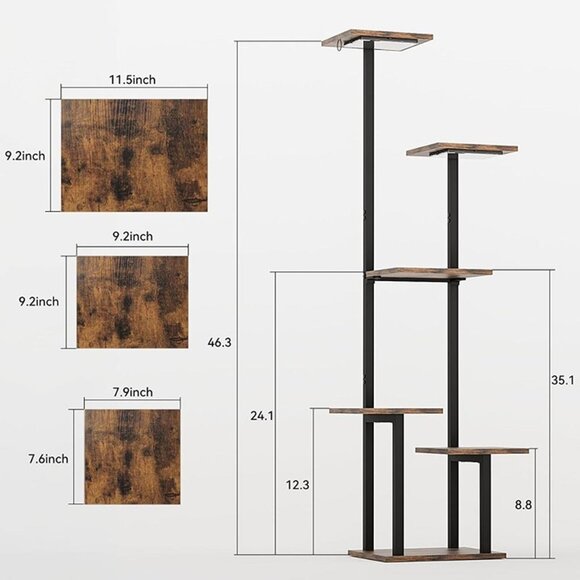 NEW 46" Corner Plant Shelf 6-Tiered Plant Stand with 2 Grow Lights - Picture 5 of 7